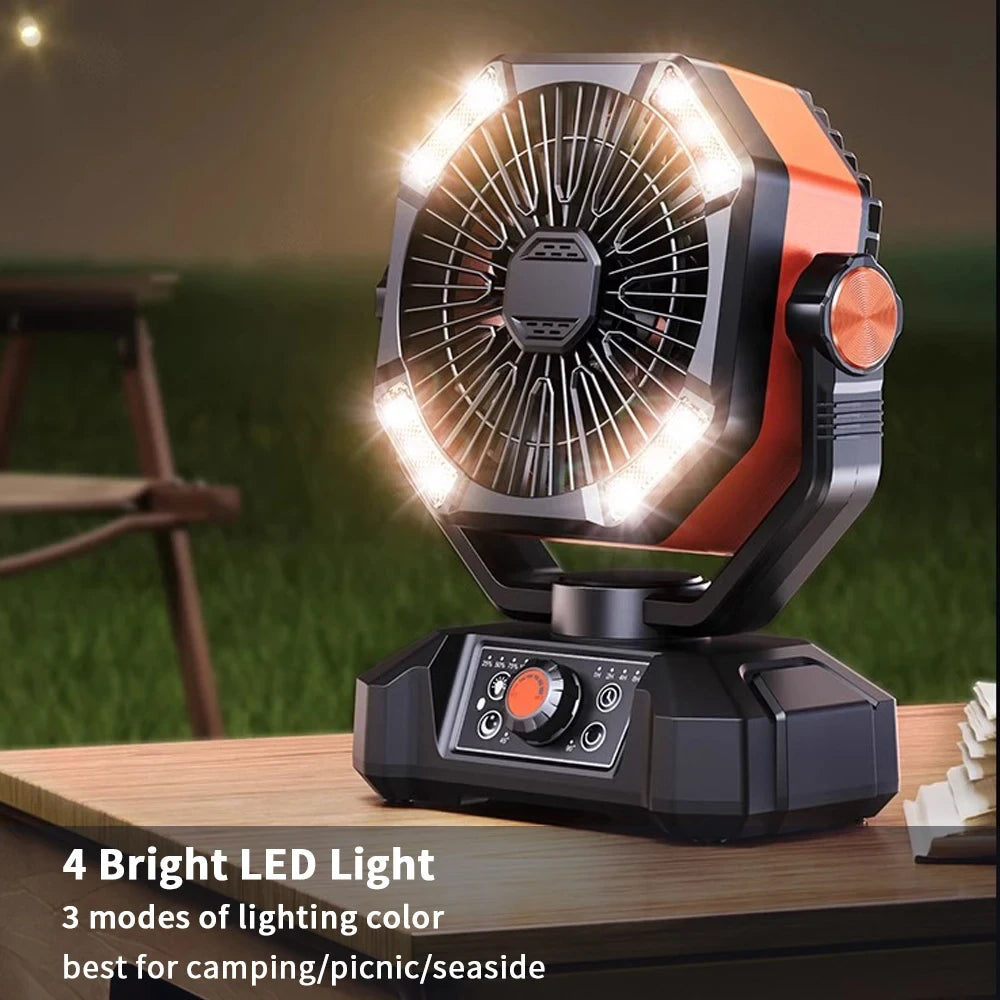 Portable Battery Camping Fan with LED Lantern