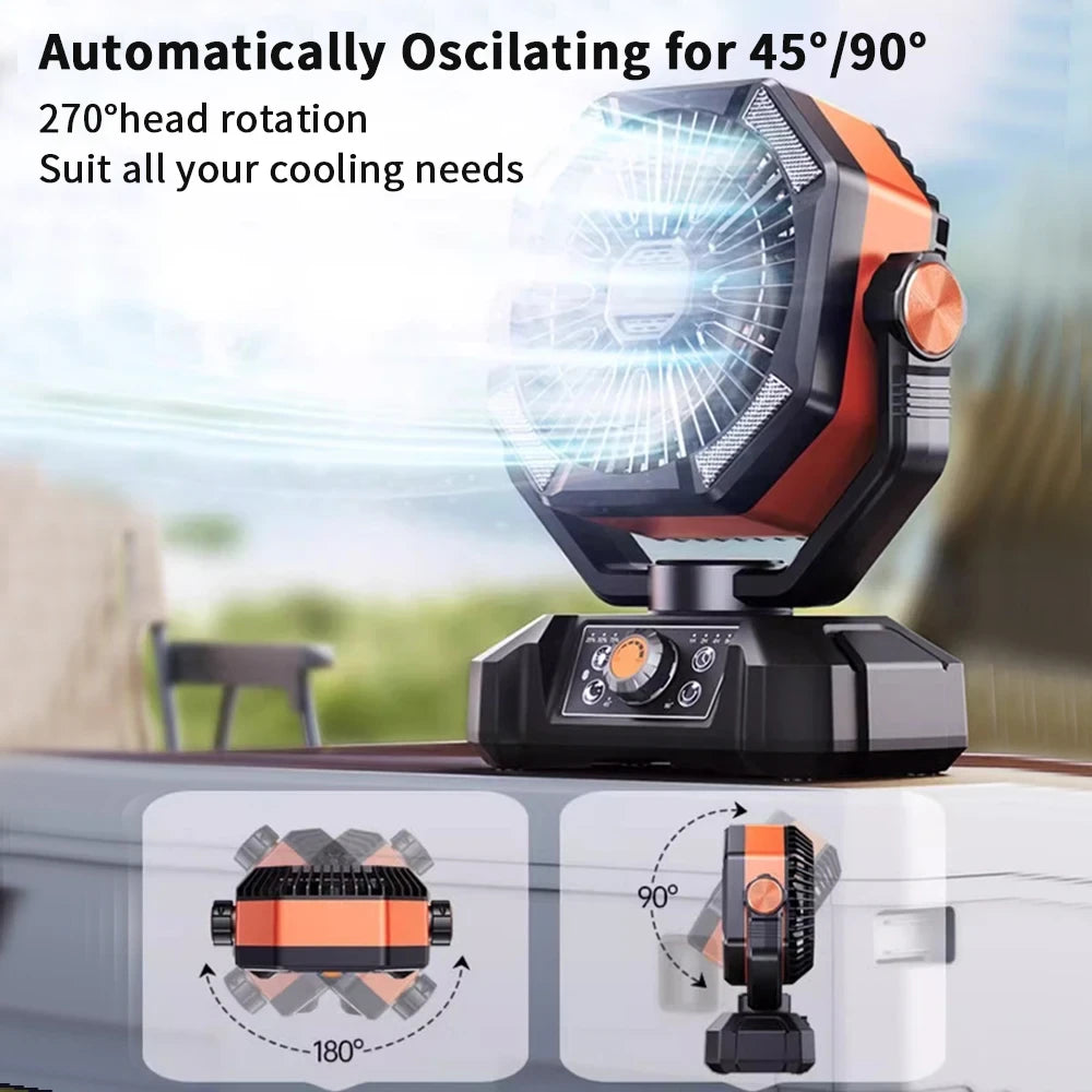 Portable Battery Camping Fan with LED Lantern