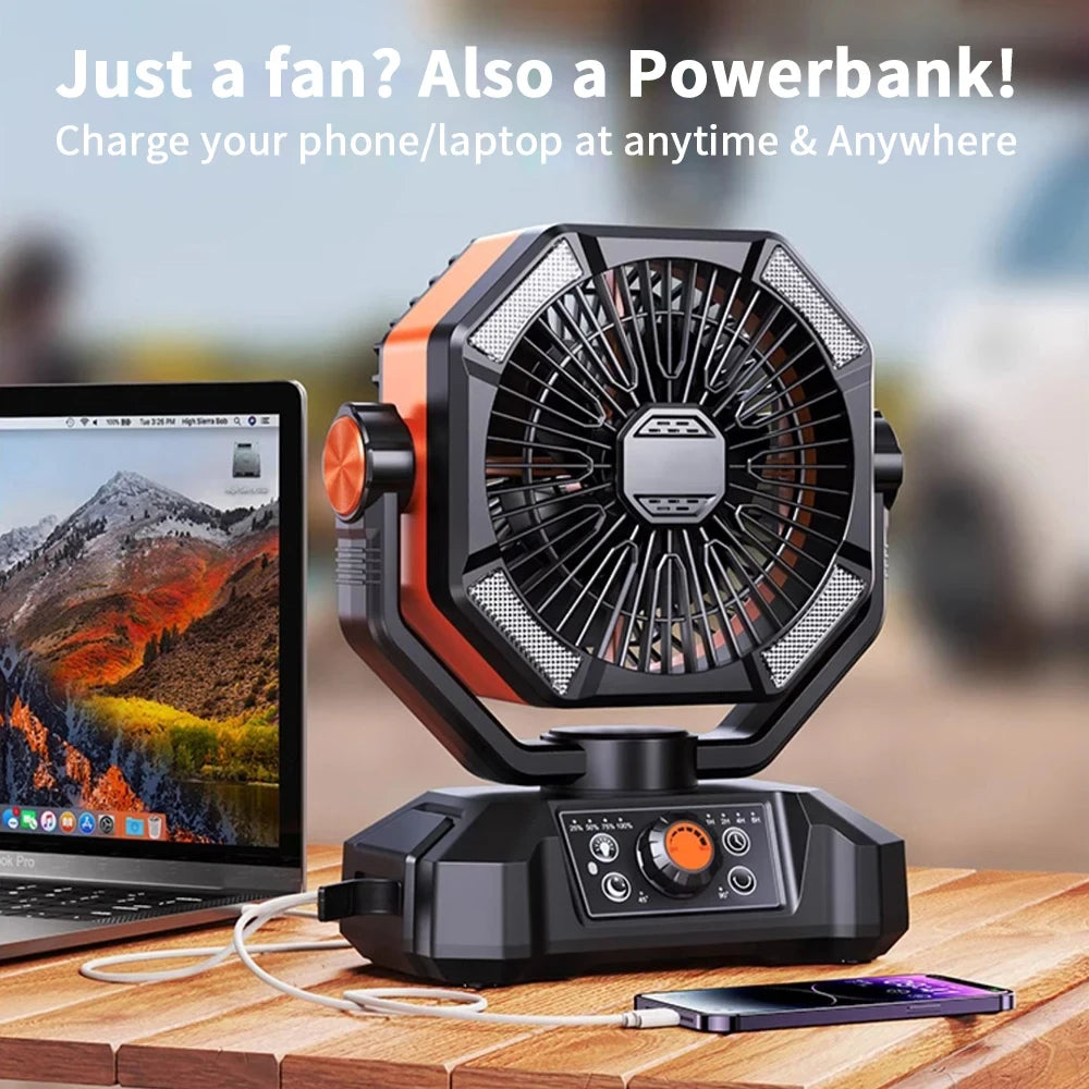 Portable Battery Camping Fan with LED Lantern